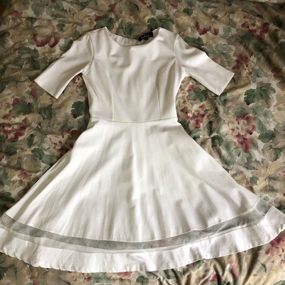 Lulus White Flare Mesh Short Sleeve Dress - Picture 2 of 3